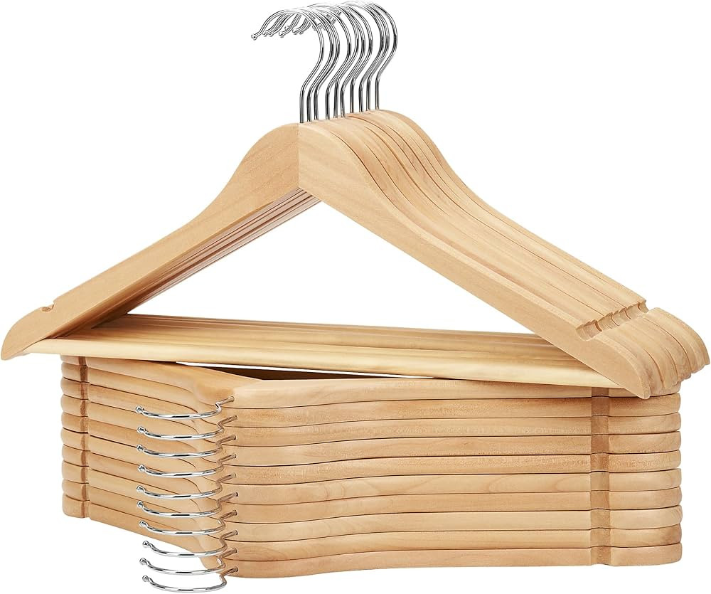 StorageWorks Wooden Suit Hanger, Heavy Duty Clothes Hangers 20 Pack, Natural Wood Color, Natural ... | Amazon (US)