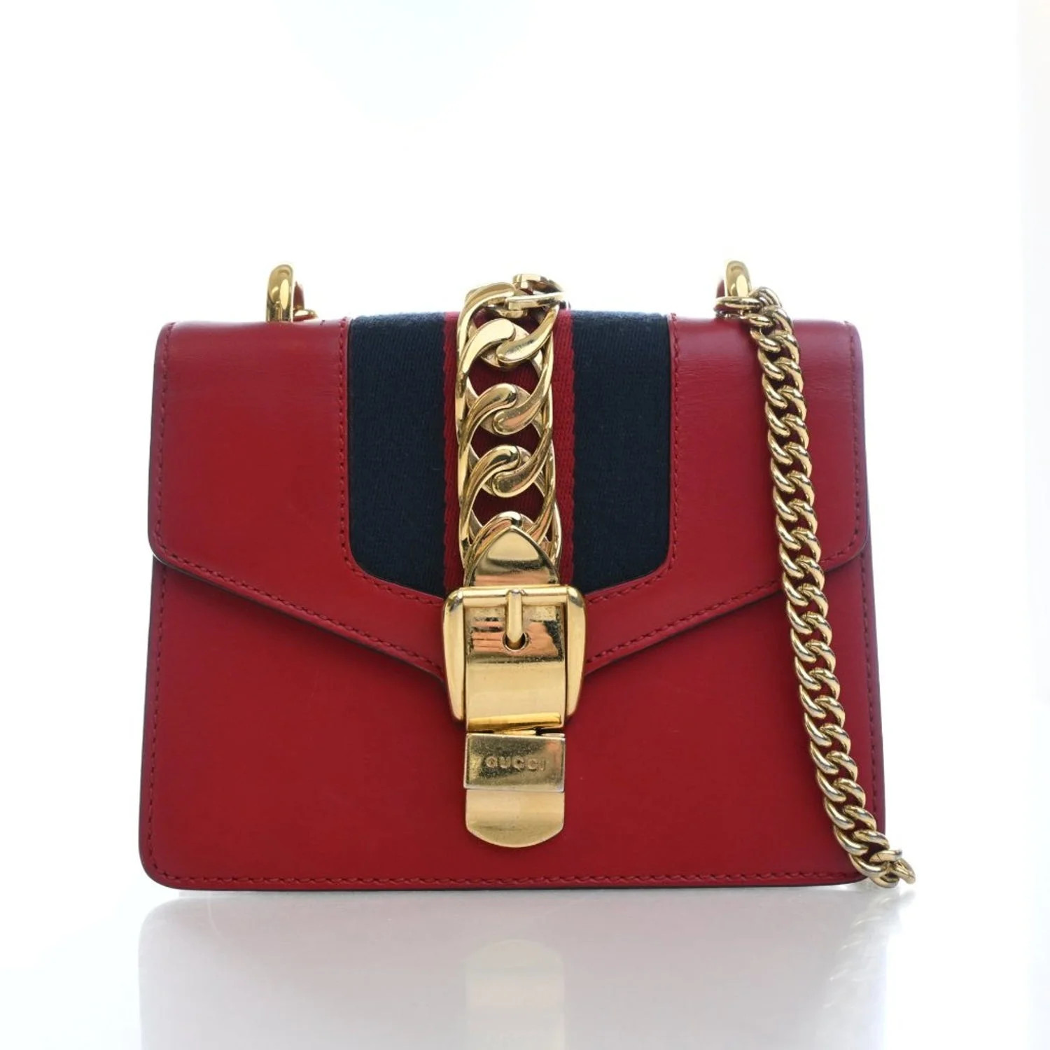 Gucci Calfskin Sylvie Chain Shoulder Bag Mini - Red Crossbody Bags, Handbags - GUC2017584 | The R... | The RealReal