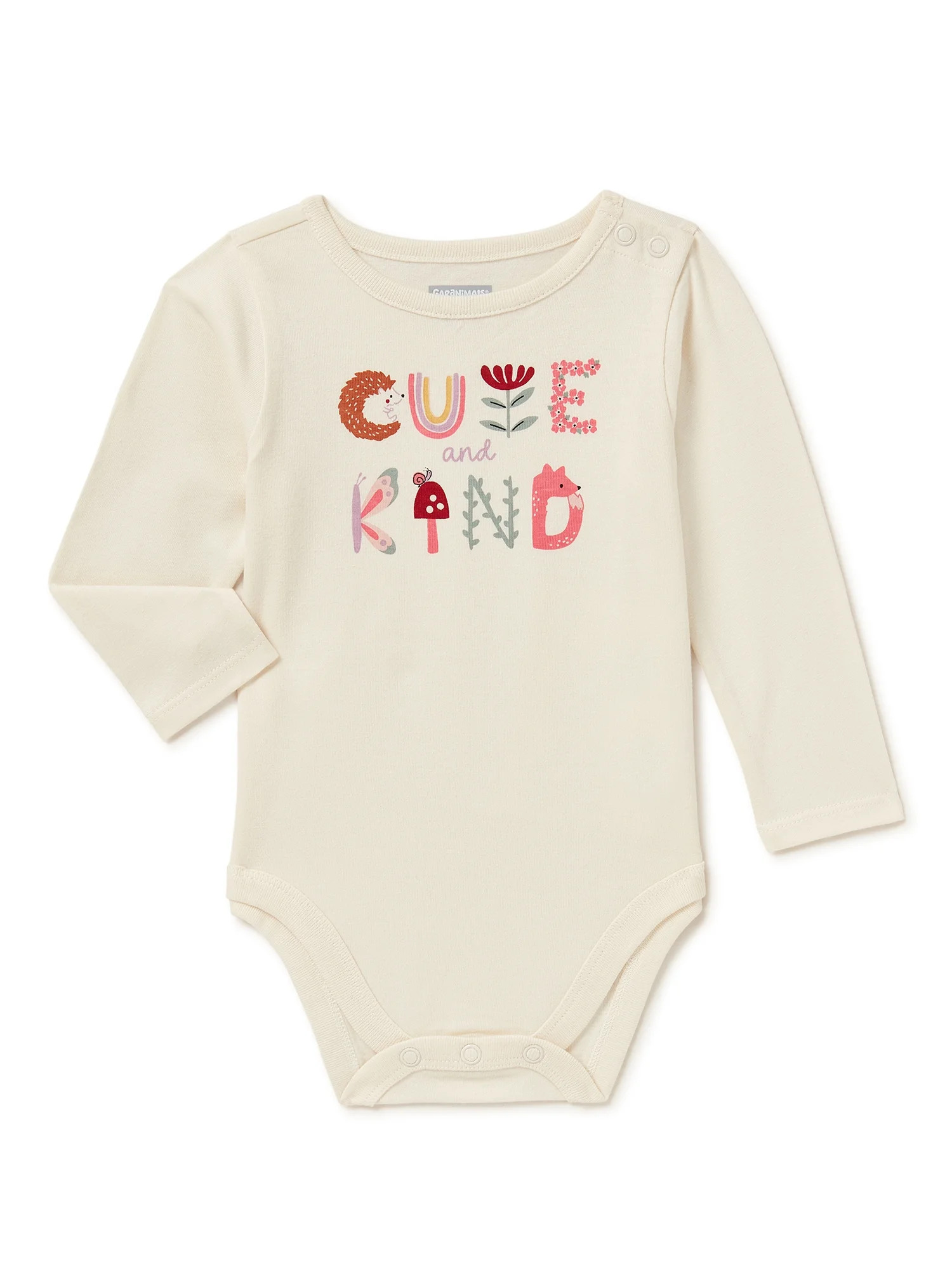 Garanimals Baby Girls Long Sleeve Graphic Bodysuit, Sizes 0/3 Months-24 Months - Walmart.com | Walmart (US)
