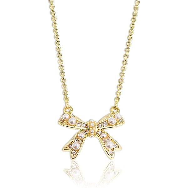 Aneneiceera Fashion Shining Rhinestone Bow Tie Necklace Choker Gold Chain Bling Bow Tie Pendant Neck | Amazon (US)