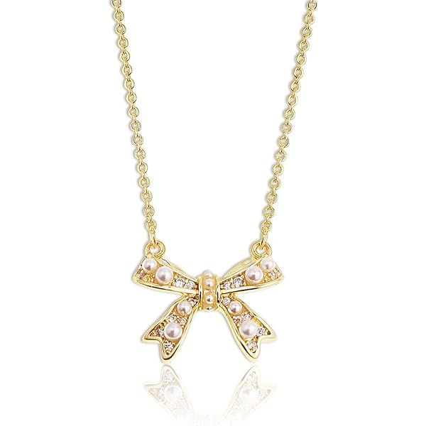 Aneneiceera Fashion Shining Rhinestone Bow Tie Necklace Choker Gold Chain Bling Bow Tie Pendant Neck | Amazon (US)