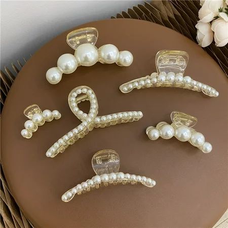 Hair Claw Clips for Women Pearl Claw Hair Clips Non Slip Hair Clip Jaw Clips Styling Accessories for | Walmart (US)