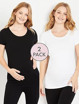 Motherhood Maternity Women's Bumpstart 2 Pack Short Sleeve Tee Shirts | Amazon (US)