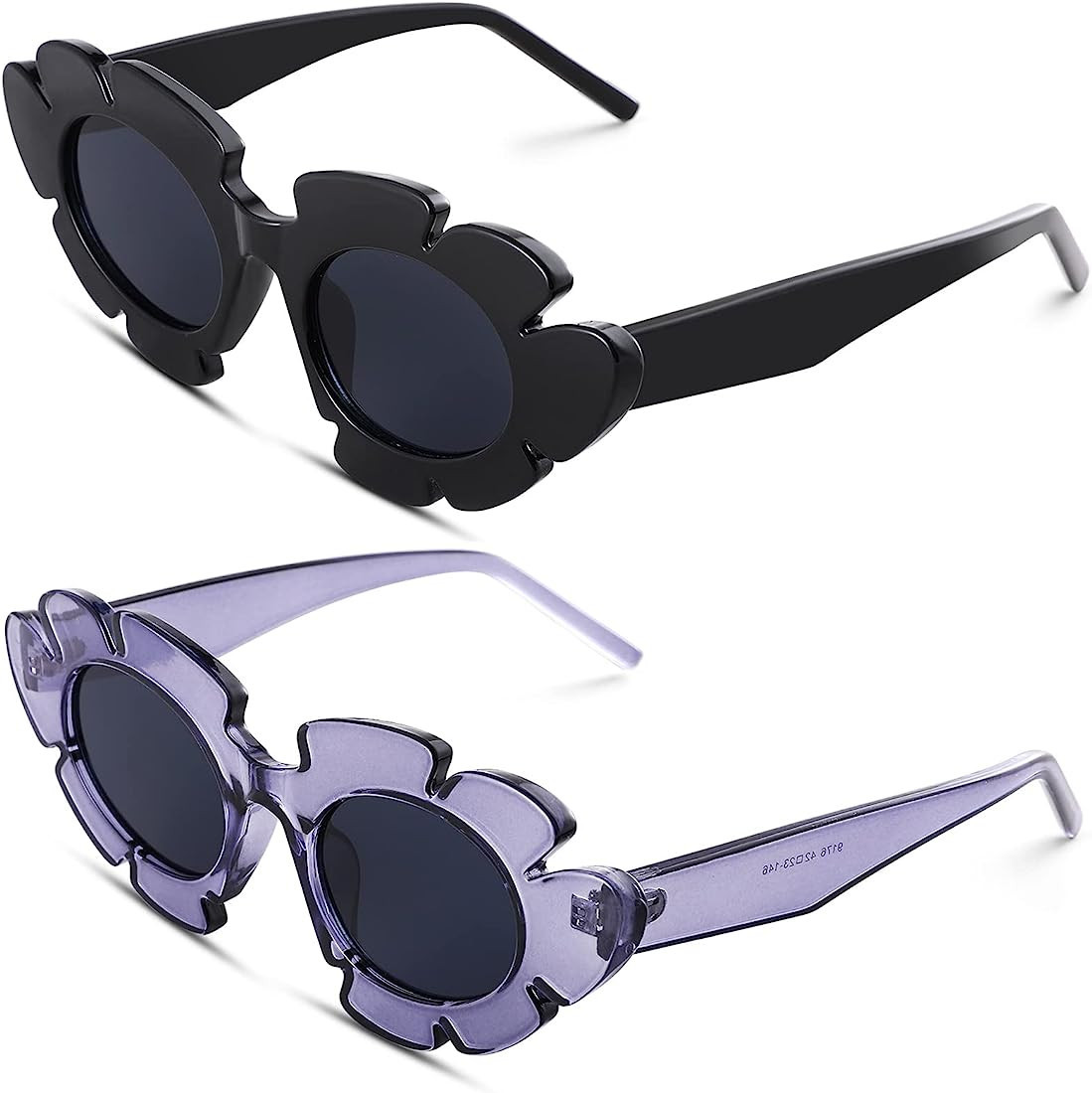 COASION Trendy Cat Eye Flowers Sunglasses for Women Men Retro Fashion Nude Chunky Shades UV400 Prote | Amazon (US)