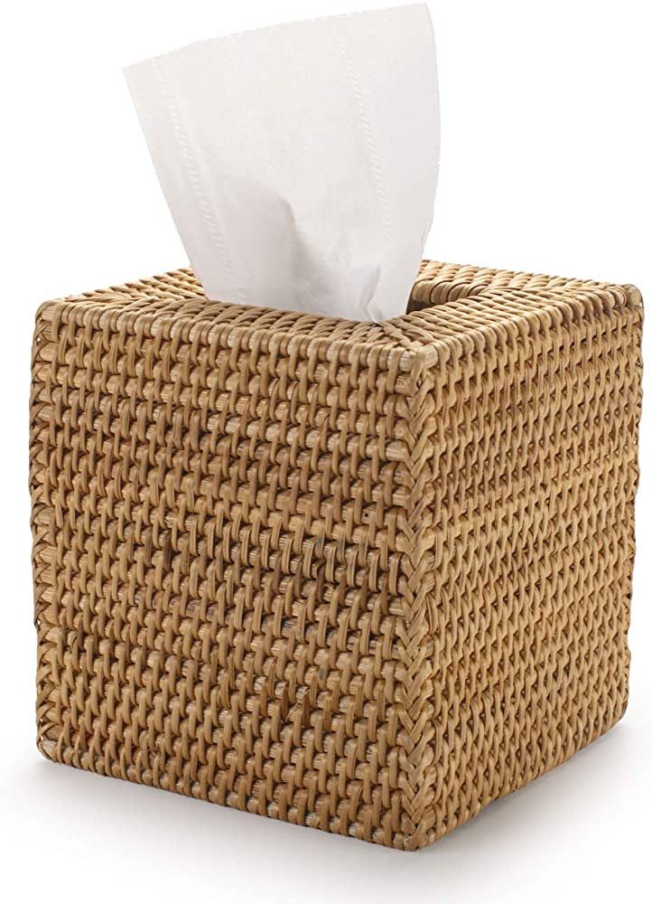 Rattan Tissue Box Cover Square, Hand Woven Wicker Tissue Holder, 5.5 x 5.5 X 5.7 inch, Natural | Amazon (US)