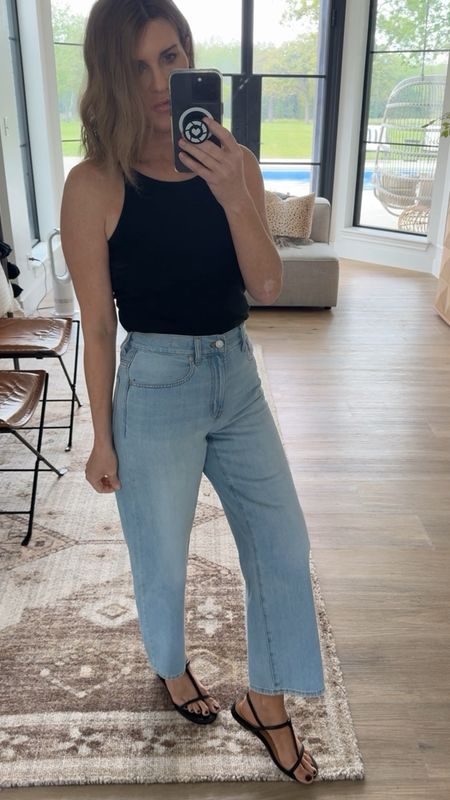 The perfect vintage wide leg cropped jeans. I’m wearing a size 26 and tank is true to size 

#LTKOver40 #LTKxMadewell #LTKStyleTip