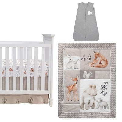Lambs & Ivy Painted Forest 4-Piece Crib Bedding Set - Gray, Beige, White | Target