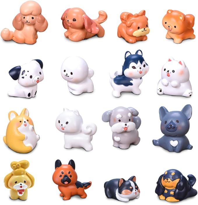 16 Pcs Mini Dog Figurines Set, Cute Puppy Fairy Garden Accessories, Different Breeds of Dogs Mini... | Amazon (US)