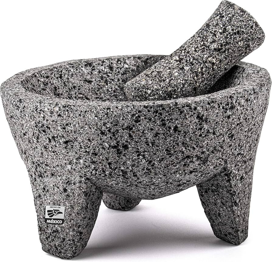 Genuine Handmade Mexican Mortar and Pestle, Molcajete de Piedra Natural Volcanica Stone, Heavy & ... | Amazon (US)