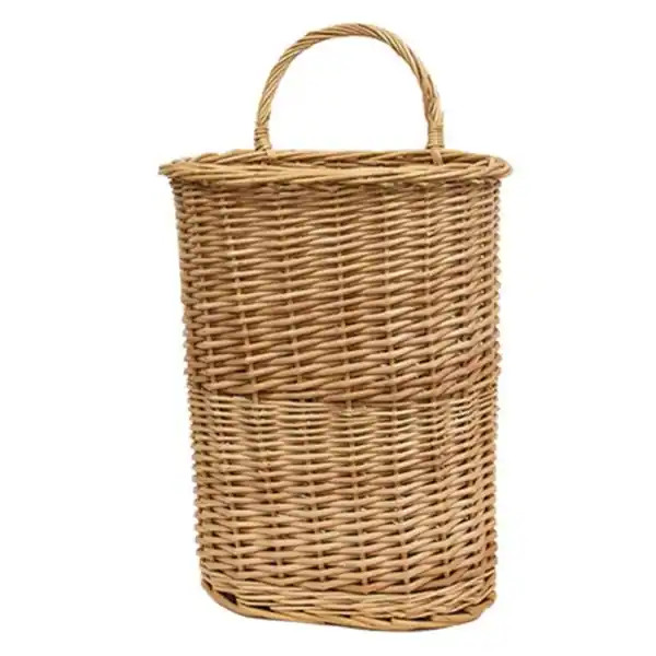 19.5"H Brown Natural Woven Willow Wall Basket with Single Handle - 19.5" H x 11.5" W x 8.5" D - B... | Bed Bath & Beyond