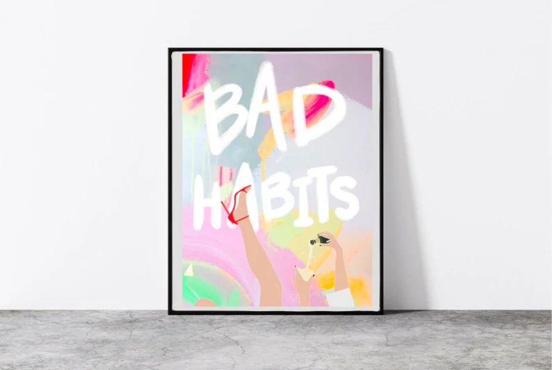 Bad Habits Abstract Champagne Art Print  Digital Download - Etsy | Etsy (US)