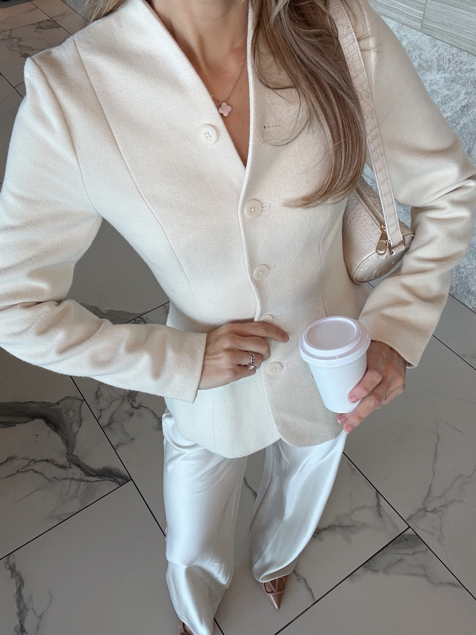 Spring blazer and silk/ satin pant 