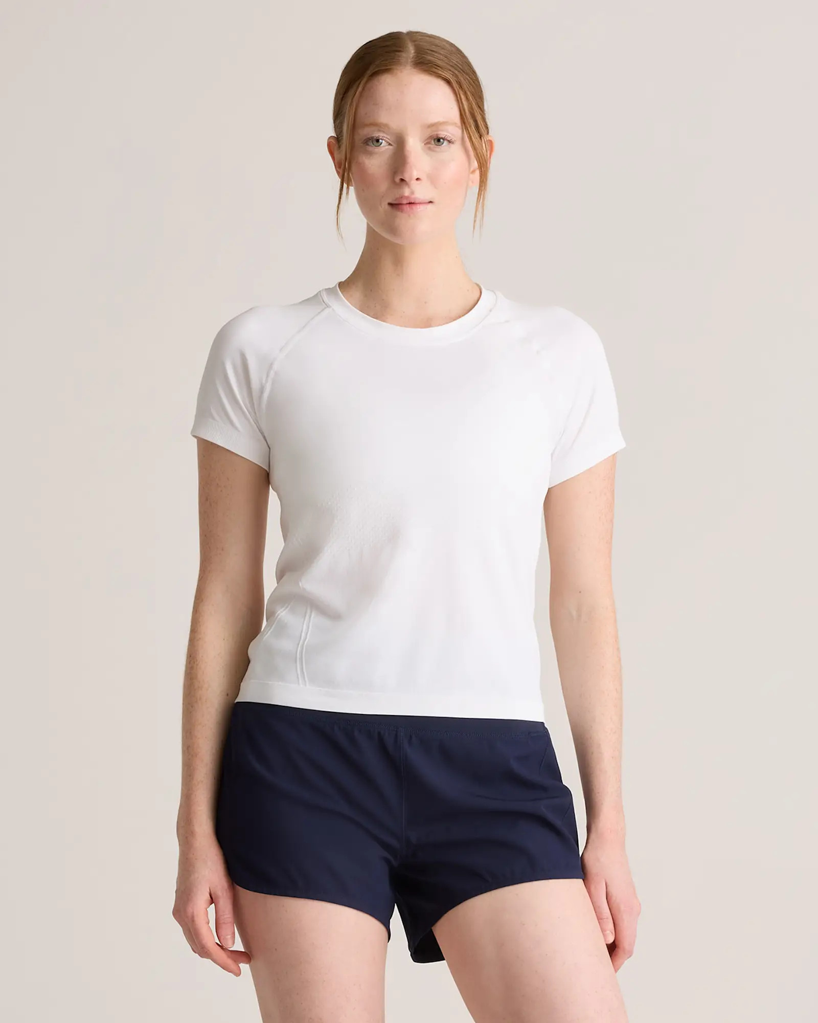 Seamless Waist-Length Short Sleeve Tee in Classic White | Quince