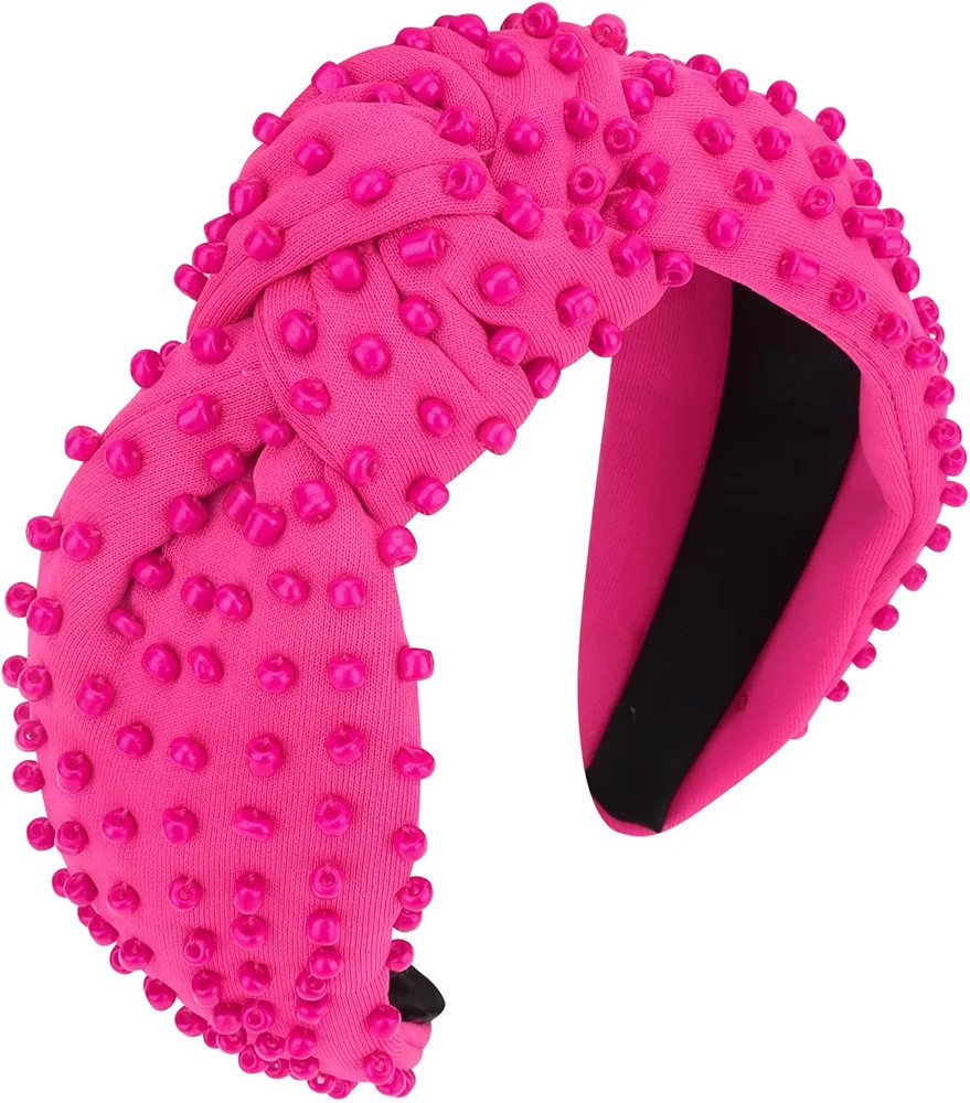 YISSION 1PC Pearl Knotted Headband for Women Non Slip Beaded Headband Wide Pearl Headbands for wo... | Amazon (US)