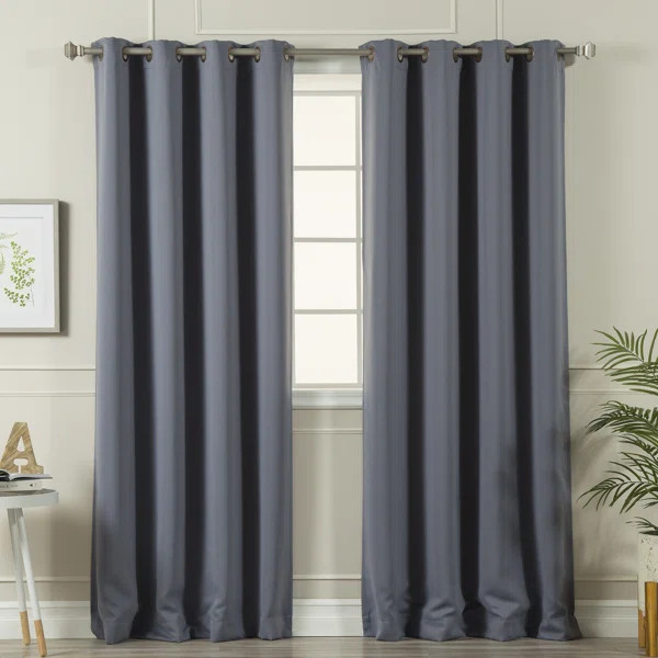 Solid Blackout Thermal Grommet Curtain Panels (Set of 2) | Wayfair North America