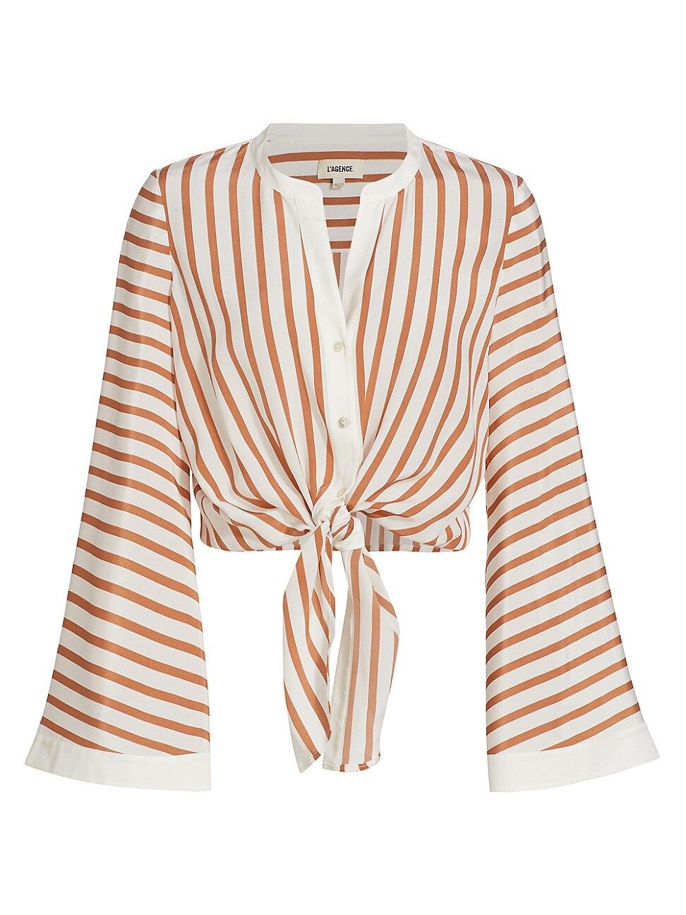 Women's Charlize Striped Silk Blouse - Soft Tan Ivory Stripe - Size XXS - Soft Tan Ivory Stripe - Si | Saks Fifth Avenue
