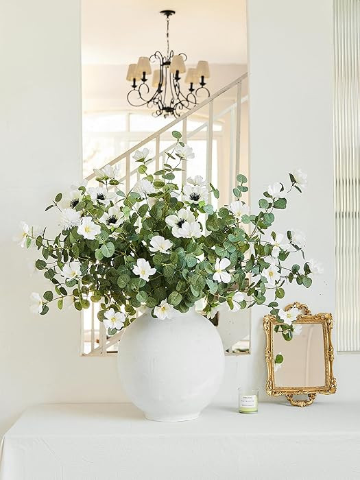 MISSPIN Artificial Flowers with Greenery Stems Faux Plants Indoor Branches for Tall Vase Ultra-Re... | Amazon (US)