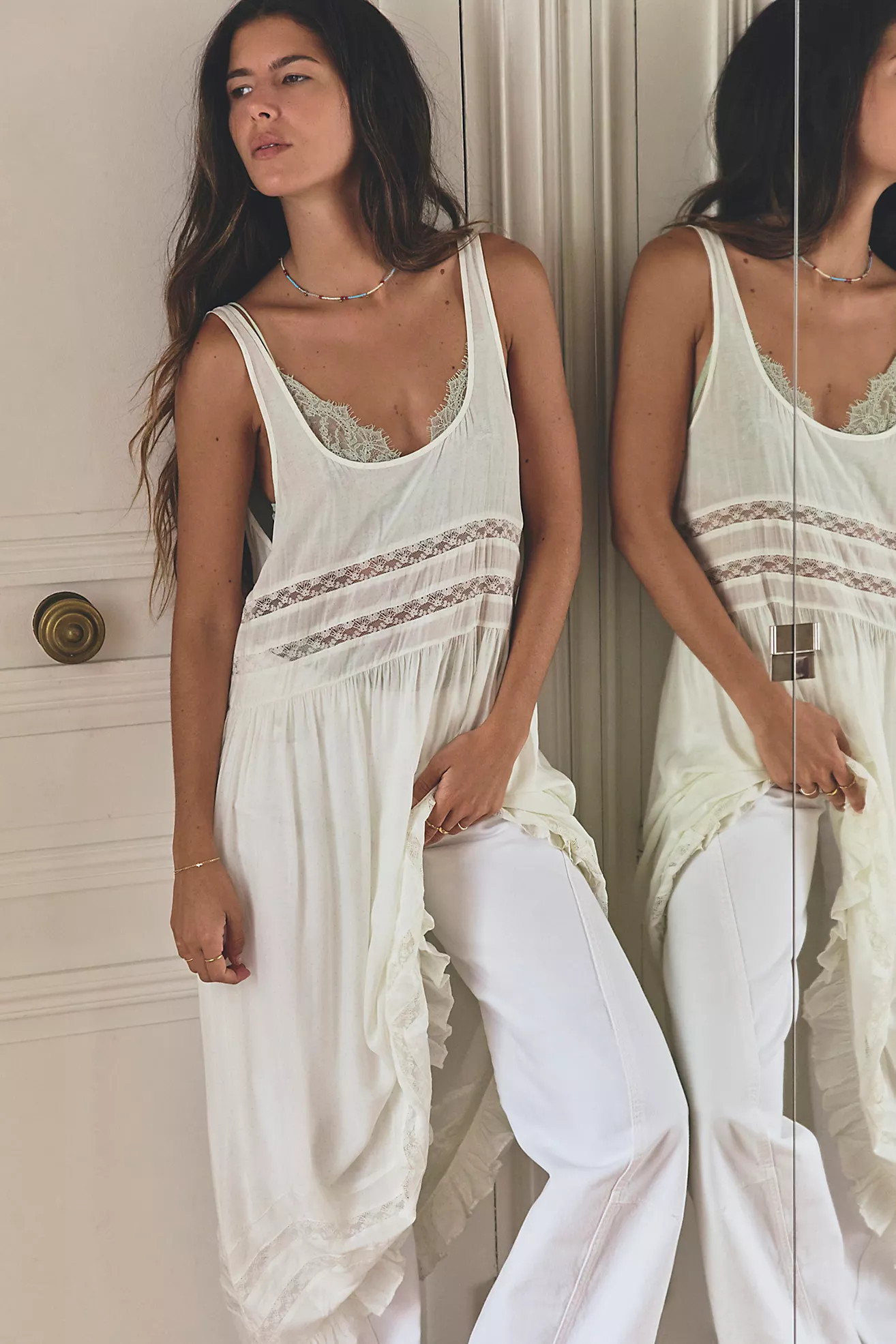 Voile and Lace Midi Slip Dress | Free People (Global - UK&FR Excluded)