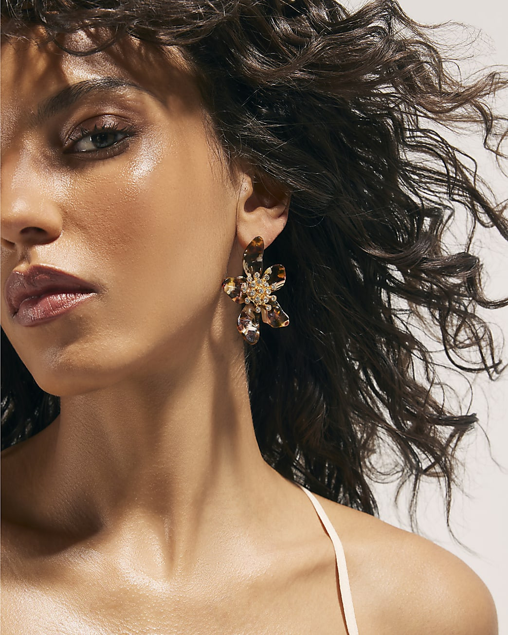 Brown Orchid Earrings | River Island UK & IE