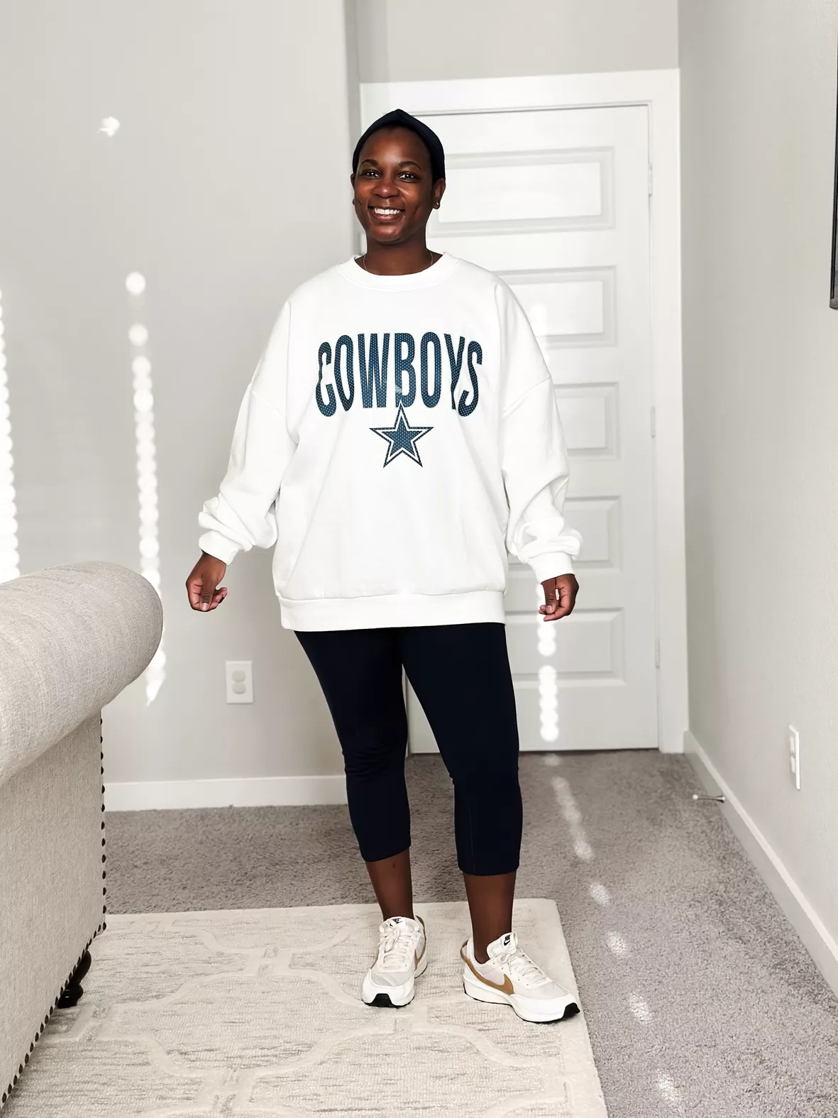 Women's Gameday Couture White Dallas Cowboys Just Go With It Oversized Long  Sleeve Crewneck Sweatshirt