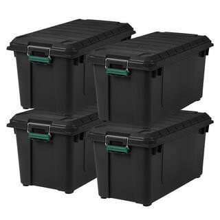 IRIS 82 Qt. Remington WEATHERTIGHT Store-It-All Storage Bin in Black (4-Pack) 296005 - The Home D... | The Home Depot
