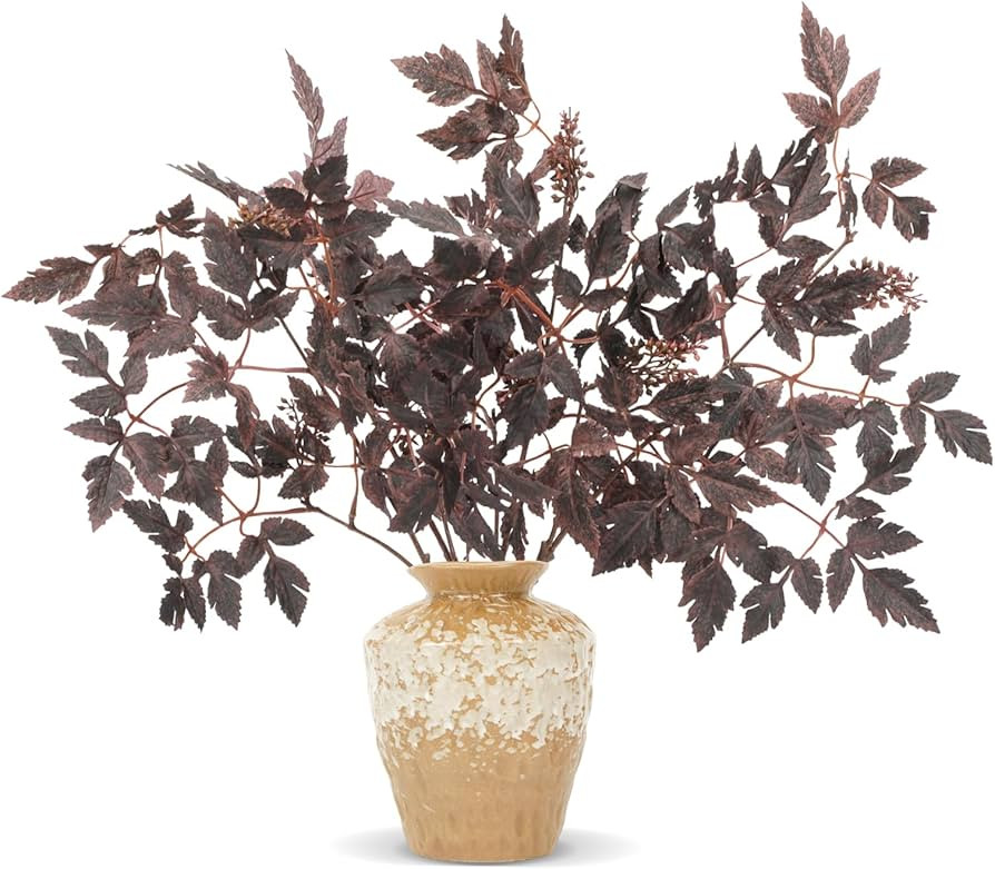 4 Pack 24 Inch Artificial Cimicifuga Leaves Artificial Cimicifuga Plant Leaf Faux Fall Stems Fake... | Amazon (US)