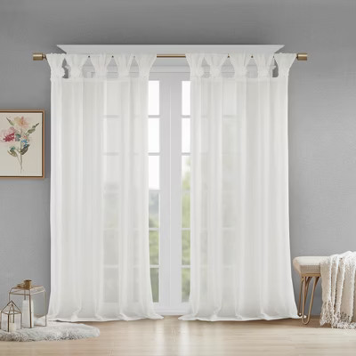 KWPZQEB White Sheer Curtains - Linen Sheer Curtains Window Sheer Drapes/Draperies for Bedroom, Living Room (1 Panels, 50x84 Inches) | Target