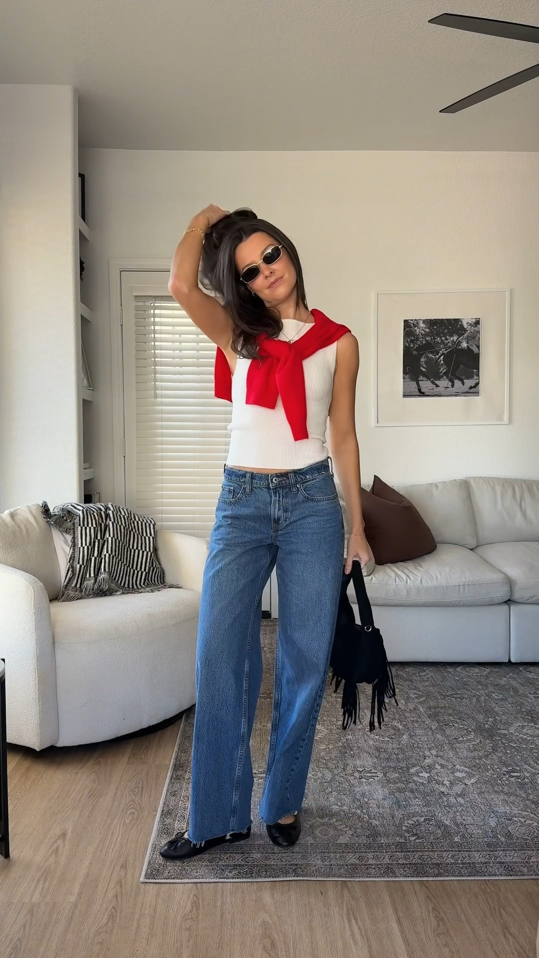 Outfit of the day! I got a size medium in the red sweater, XS in the tank top, and 25 regular length (not curve love since these are a baggy style and I didn’t need the extra room) in the jeans! 

#LTKgrwm #LTKSeasonal #LTKootd