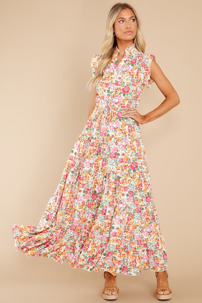 Loved You First White Multi Floral Print Maxi Dress | Red Dress 