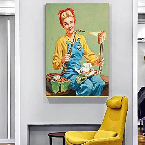 Vintage Kitchen Pin Up Girl Sign Print Poster Grilled Cheese Sandwich Toast Woman Canvas Painting... | Amazon (UK)