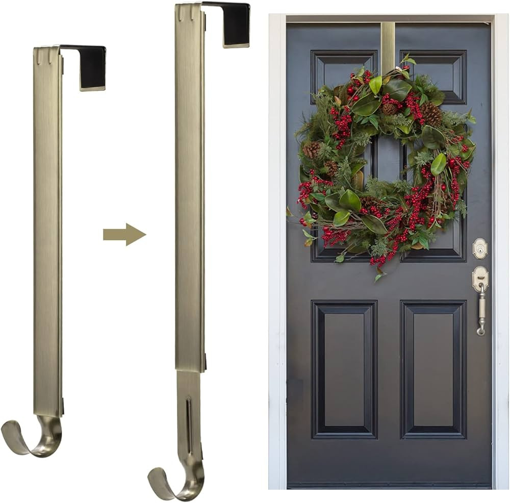 Adjustable Wreath Hanger for Front Door, Wreath Door Hanger Over The Door Wreath Holder Hook from 15-25ich Christmas Wreath Decor | Amazon (US)