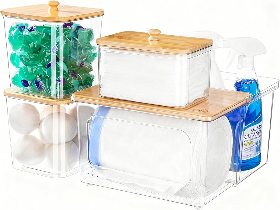 Trash Bag Dispenser Dishwasher Pod Holder - 5 in 1 Plastic Garbage Bag Under Sink Organizer, Acry... | Amazon (US)