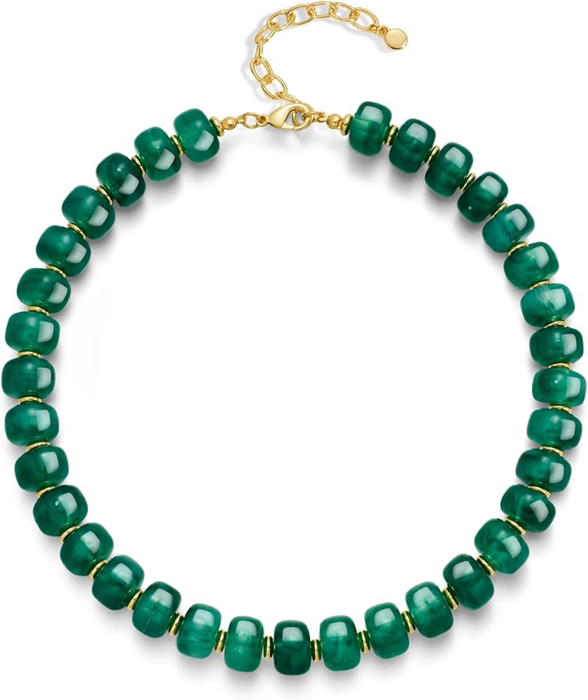 Resin Beads Necklace for Women Chunky Choker Necklaces Boho Colorful Acrylic Beaded Choker Neckla... | Amazon (US)