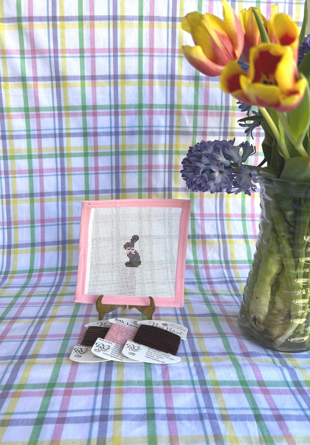 Mini Pink Chocolate Bunny Needlepoint Canvas 13 Mesh | Kitting Options Available - Etsy | Etsy (US)