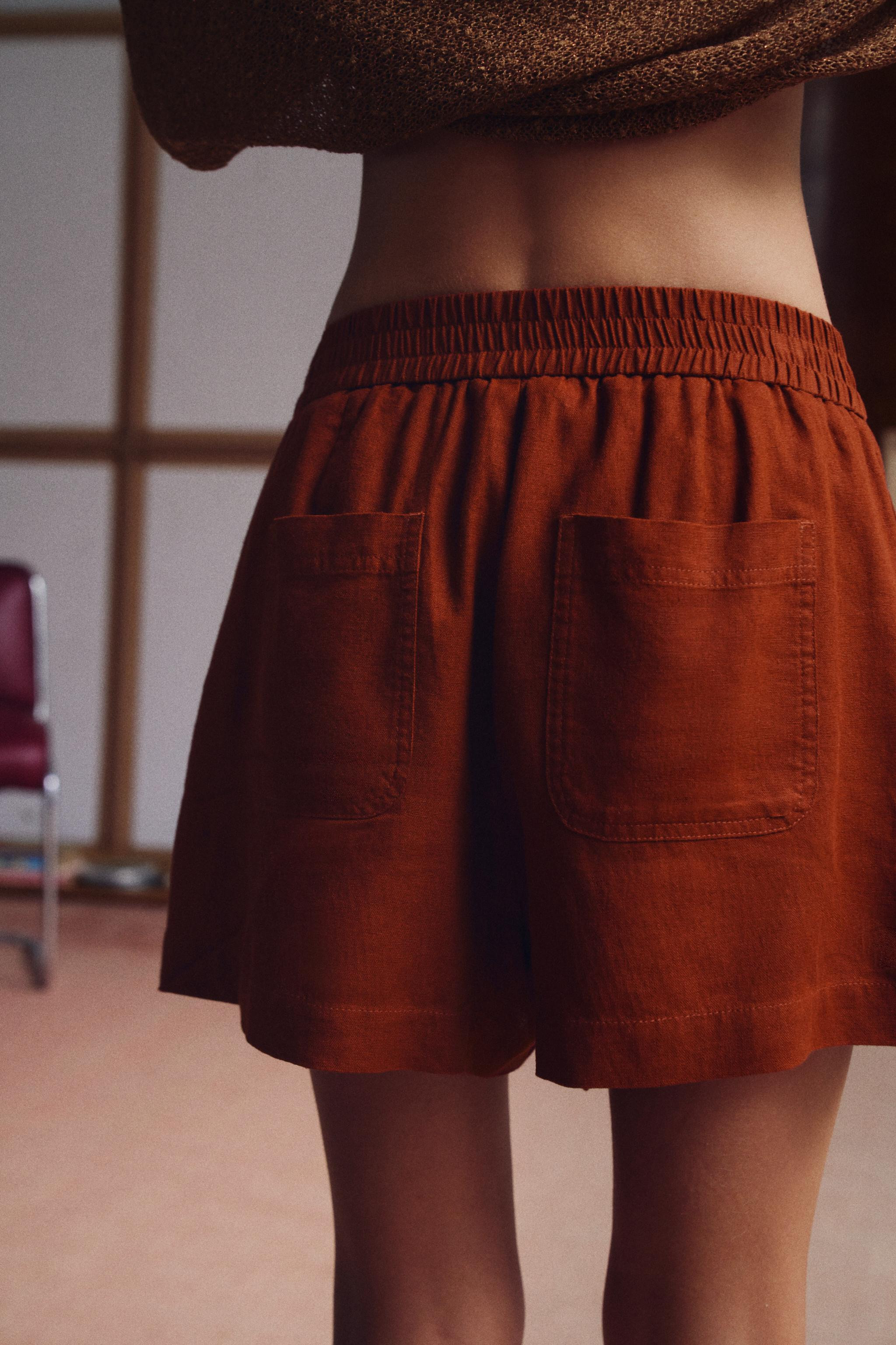 LINEN BLEND BERMUDA SHORTS WITH ELASTIC WAIST | Zara UK