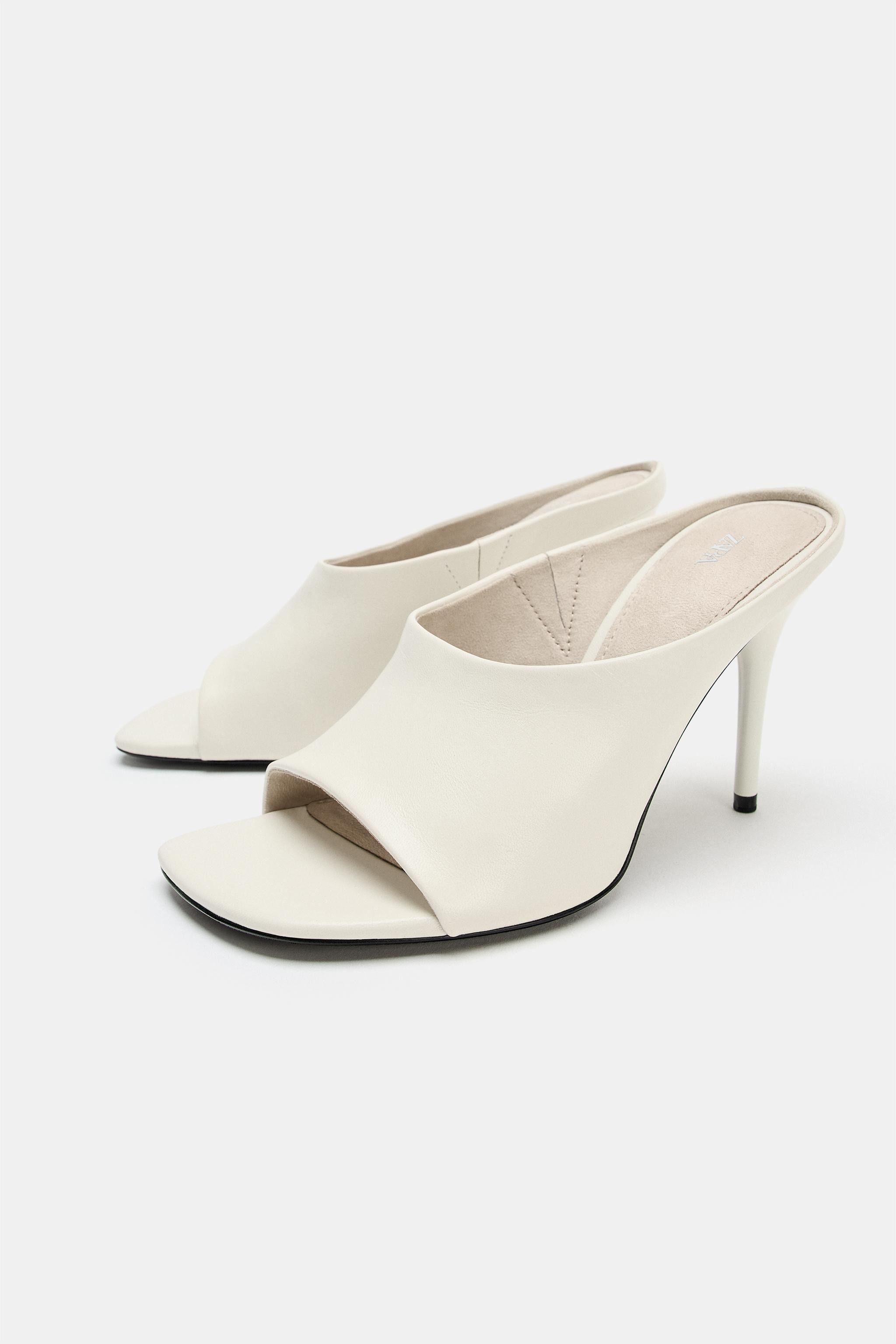 LEATHER HEELED SLINGBACK SHOES | Zara UK