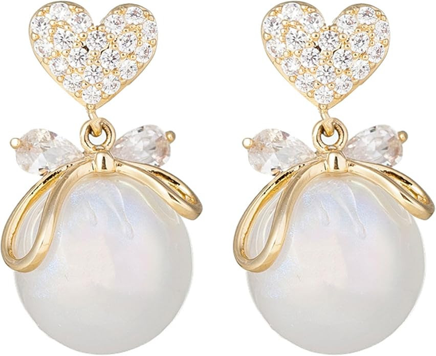 Christmas Earrings For Women Pearl Bow Earrings Xmas Jewelry Holiday Outfits Stocking Stuffers Ch... | Amazon (US)