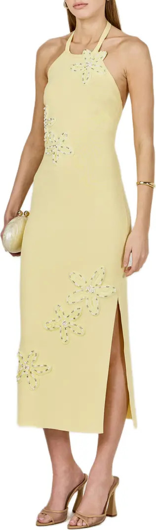Beaded Flower Halter Midi Dress | Nordstrom