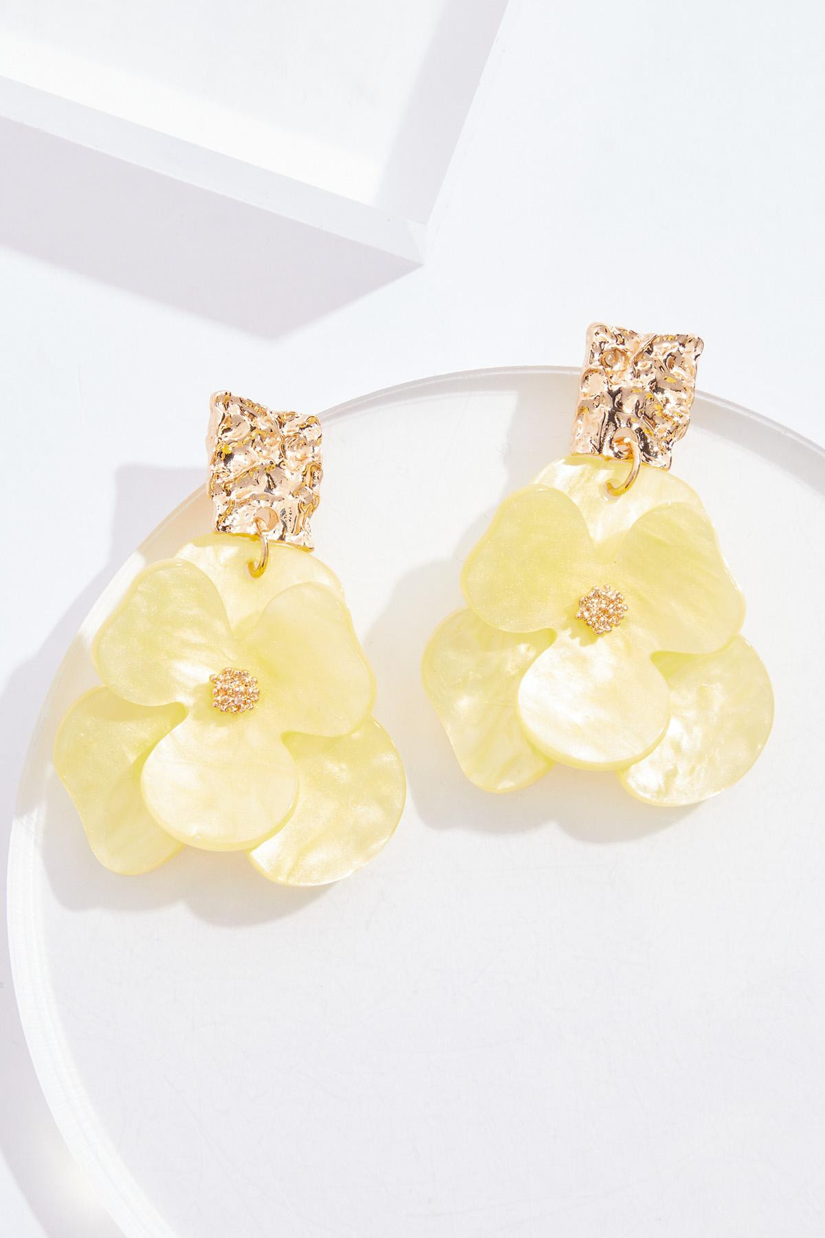 Lucite Flower Stacked Drop Earrings | Cato Fashions