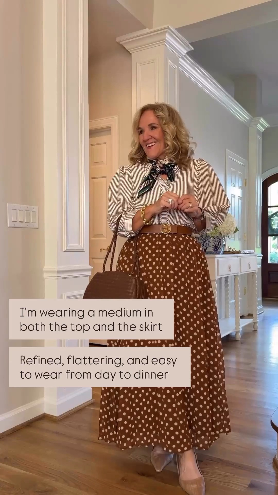 This refined top and polka-dot midi skirt are flattering, easy pieces that take you from day to dinner. Wearing a medium in both.

💡 LTK MADE EASY
❤️ Heart = Support my posts!
🔖 Save = Get sale & restock alerts
📋 Lists = Keep favorites organized
📲 Share = Send lists and products to a friend. Hello, Christmas List!
💬 Comment = Ask me anything about what I'm wearing.:-)

#LTKdayinmylife #LTKootd #LTKOver40