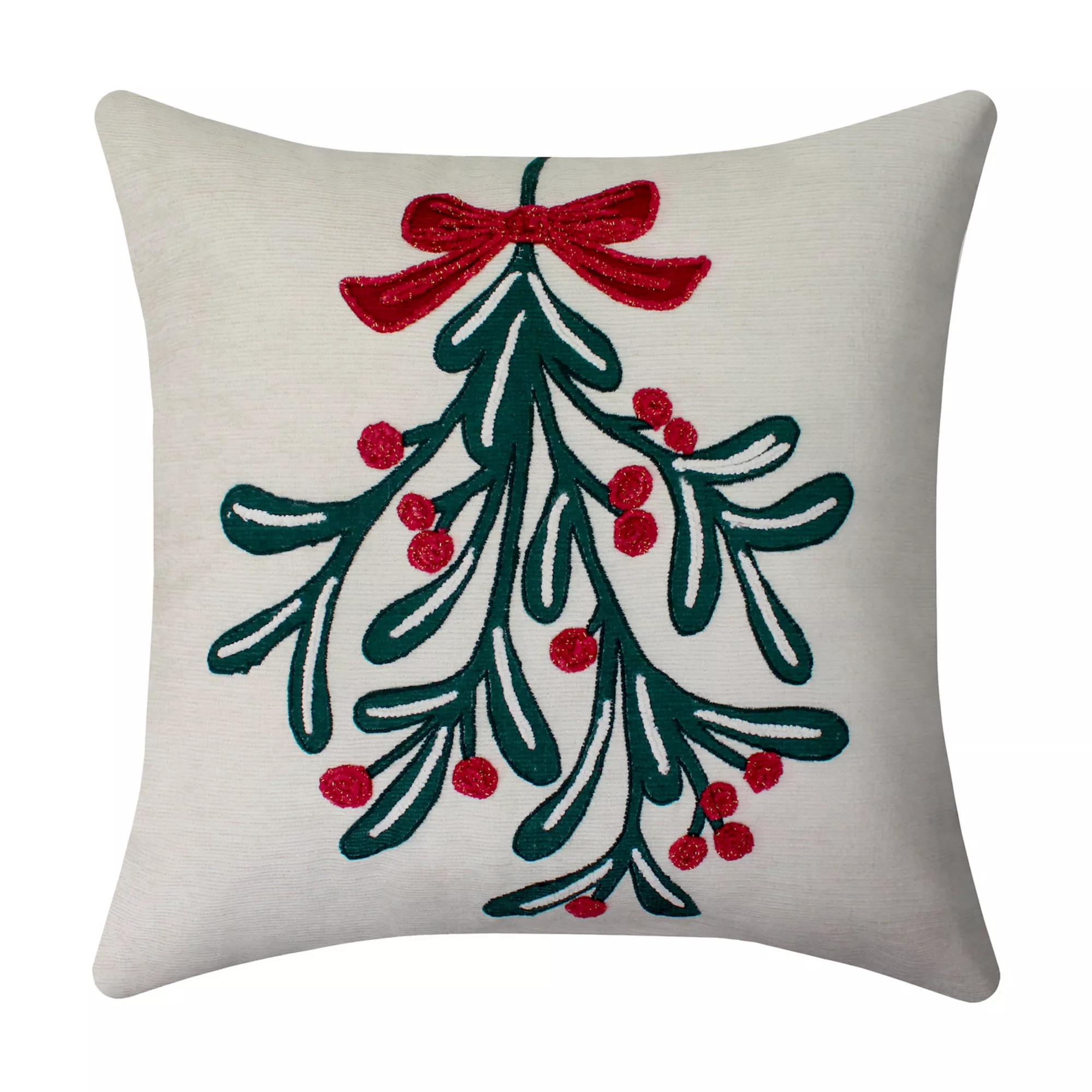 St. Nicholas Square® Mistletoe Design Faux Linen Throw Pillow | Kohl's
