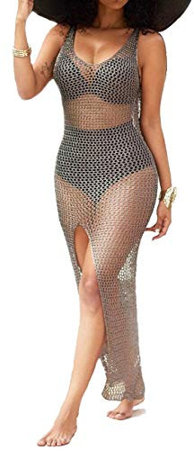 Sexy Swimwear Cover Ups for Women Summer Vacation Scoop Neck Crochet Bikini Swimsuit Split Bathin... | Amazon (US)