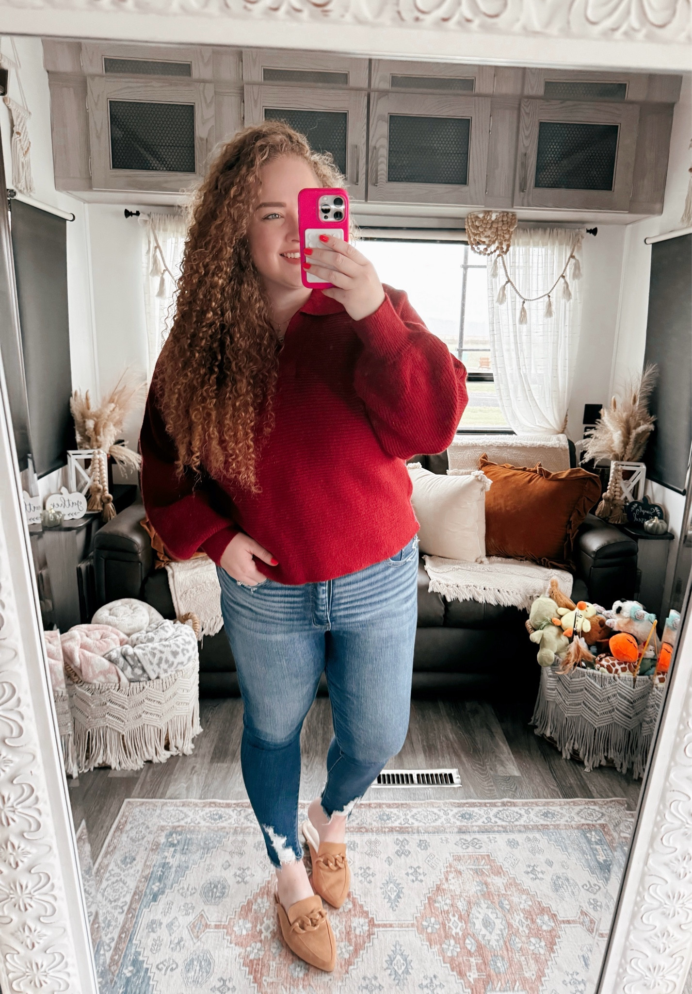 This sweater was made for fall 🍂 amazon sweater | red sweater | amazon fall sweater  | fall sweater | jeans | skinny jeans | curvy jeans | mules | amazon mules   | amazon fashion | amazon finds | amazon look | amazon outfit | fall outfit | fall look | fall fashion | fall finds | fall outfit inspo | fall fashion inspo | fall 2024 | fall trip | thanksgiving outfit 

#LTKMidsize #LTKSeasonal #LTKStyleTip