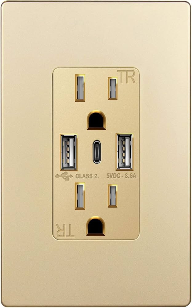 TOPGREENER USB Outlet, 3-Port Type C 3.6A 18W USB Wall Outlet, 15 Amp Tamper-Resistant Receptacle... | Amazon (US)