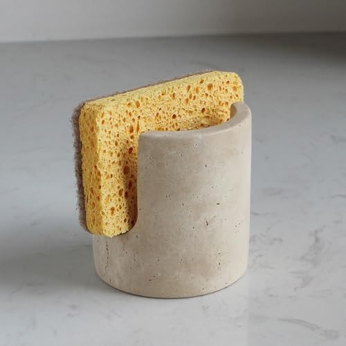 Natural Travertine Sponge Holder for Kitchen Sink, Drying Rack, Compact Sink Caddy Organizer (Beige Travertine) | Amazon (US)