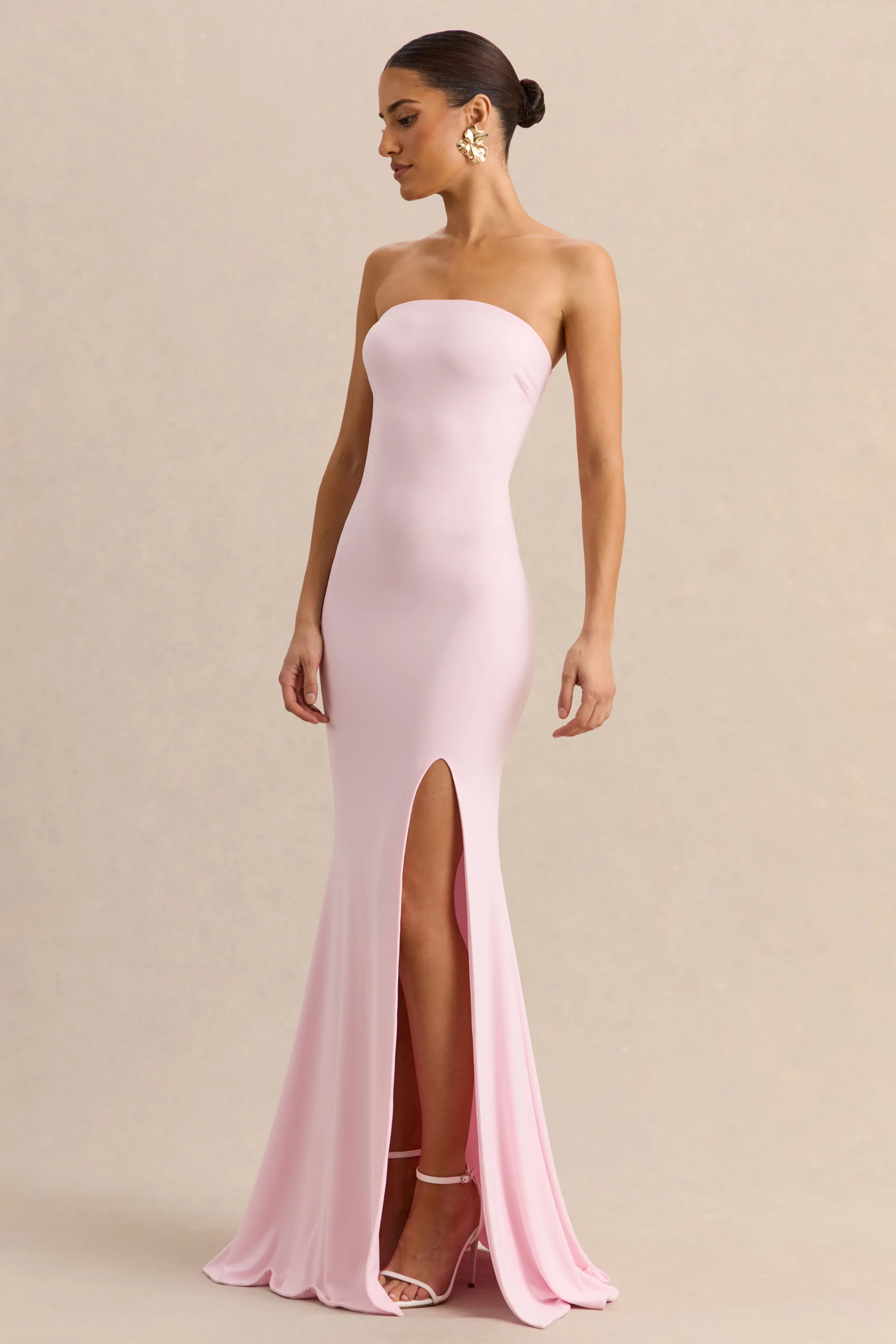 Melva | Light Pink Bandeau Maxi Dress | Club L London