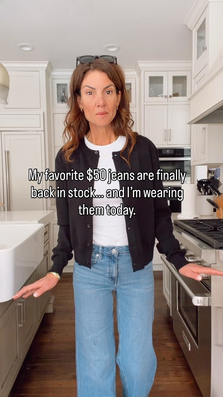 Affordable jeans for women over 40/50 • flattering mid rise jeans • jeans in multiple lengths

My favorite $50 jeans are back in stock 🙌🏼
Four lengths, multiple colors, and a really comfortable, flattering fit.

Wearing them with a fitted white tee, a thicker black cardigan, and slides—easy everyday outfit I’d wear on repeat.

If you’ve been looking for great-fitting jeans without spending a lot… these are so good. 

Sizing.  I am wearing a size 25 in a 28 inseam. I am 5'7" tall.  I am wearing the color Atlantic blue.  And a size small on top.

#LTKmomlife #LTKootd #LTKOver40