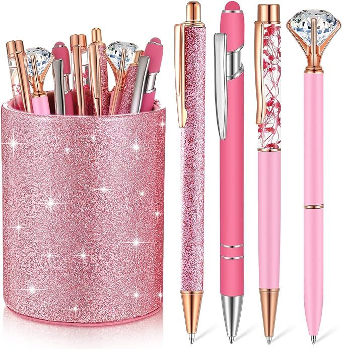 Sabary 8 Pcs Ballpoint Pens with Pen Holder for Desk Metal Crystal Diamond Pen Glitter Pencil Hol... | Amazon (CA)