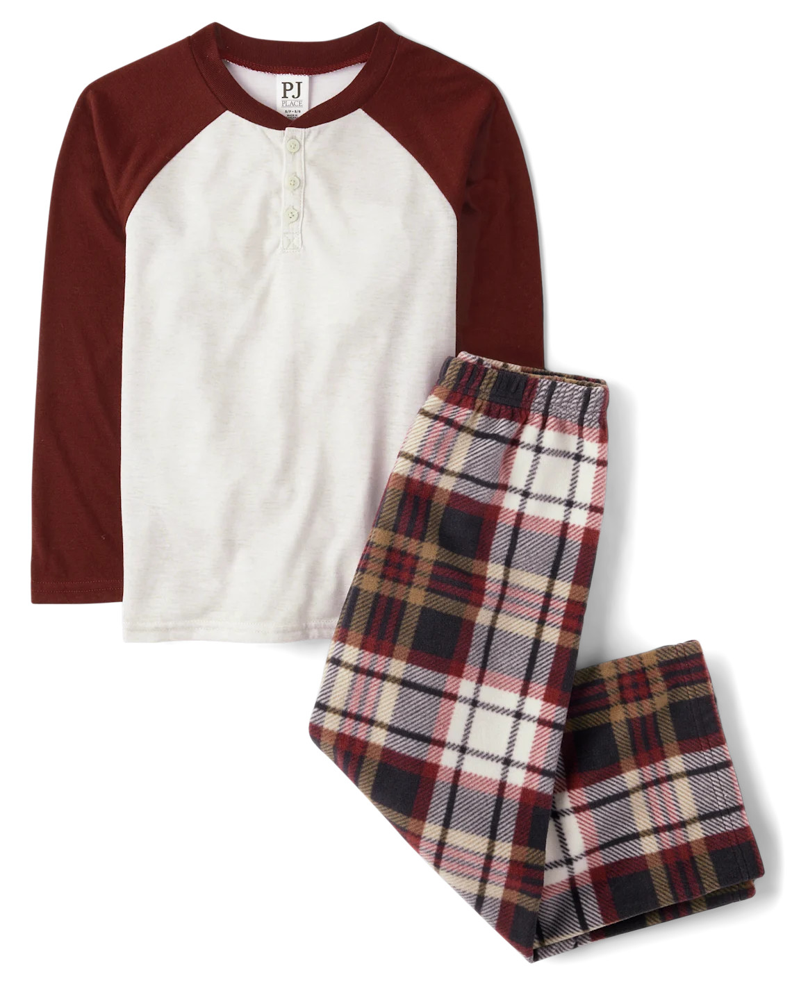 Boys Plaid Henley Pajamas - black | The Children's Place