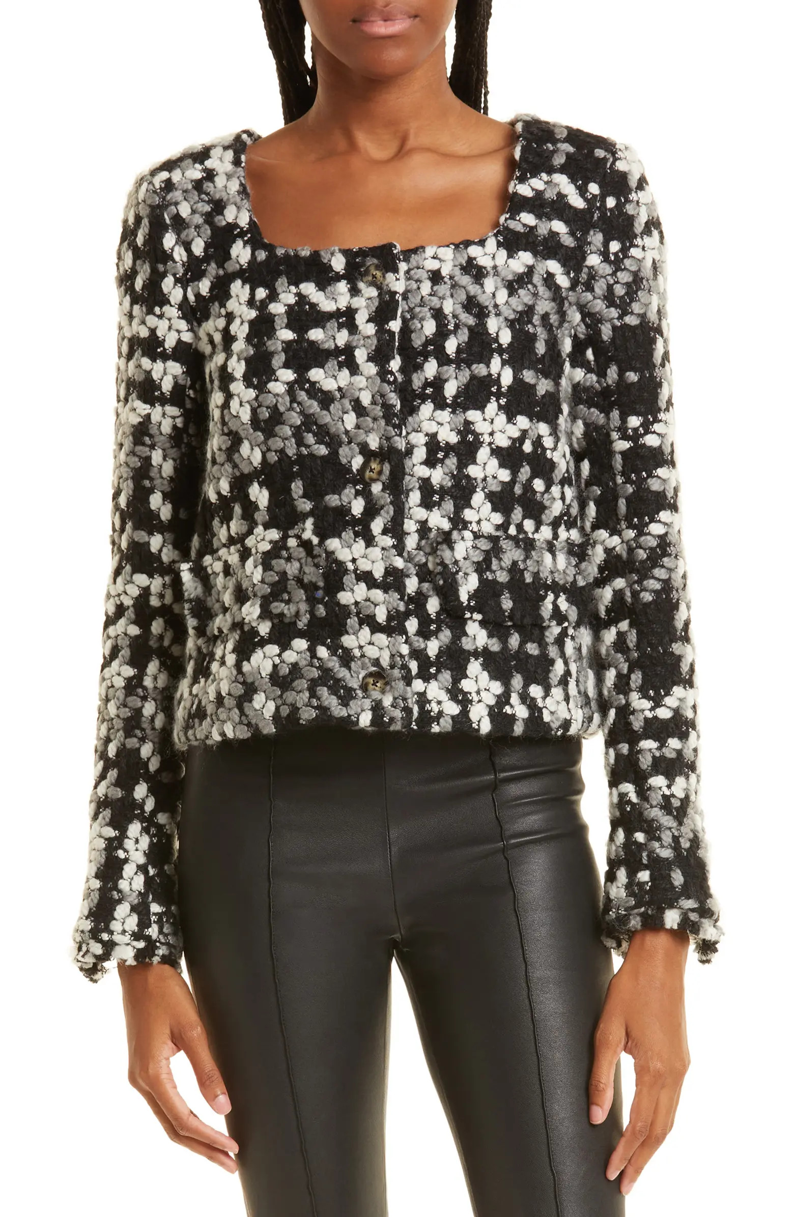 REMAIN Birger Christensen Rosalina Textured Square Neck Knit Jacket | Nordstrom | Nordstrom